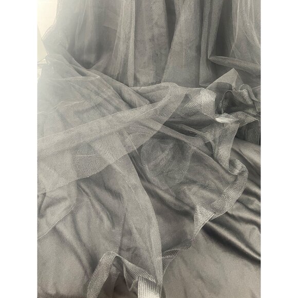 Black Tulle Lace Dress With Sequins Veil L Dead Bride Black Wedding Goth Fairy - Picture 6 of 14